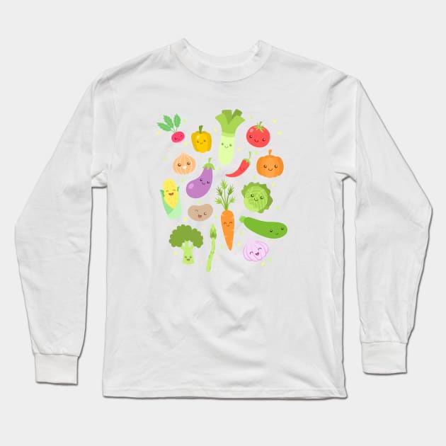 Happy Veggies Long Sleeve T-Shirt by sombrasblancas